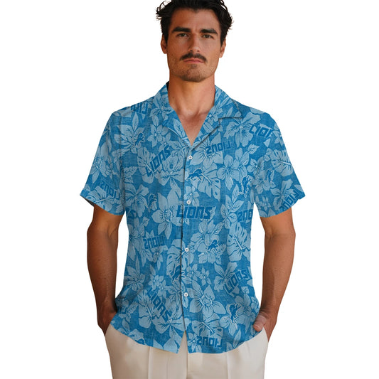 Detroit Lions Hawaiian Shirt - Hibiscus Oasis | Moonbestprint