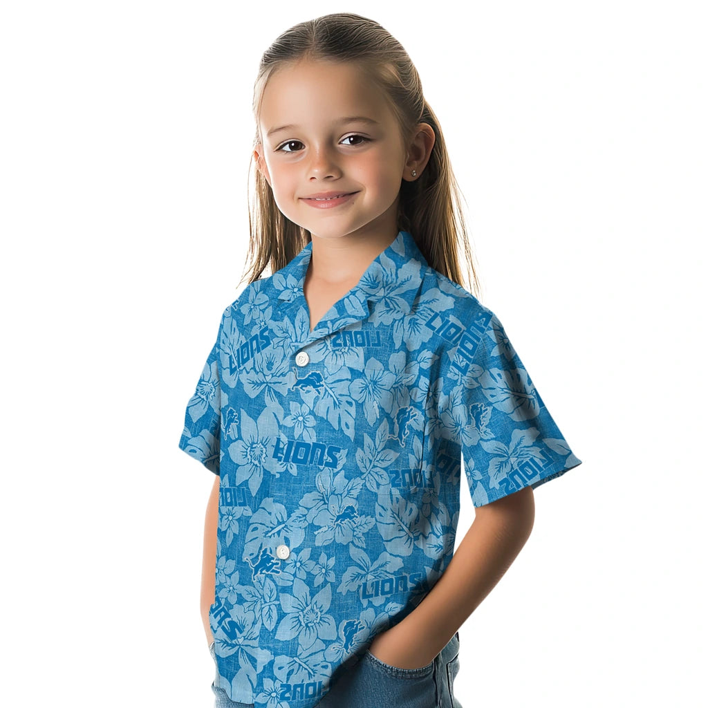 Detroit Lions Hawaiian Shirt - Hibiscus Oasis | Moonbestprint