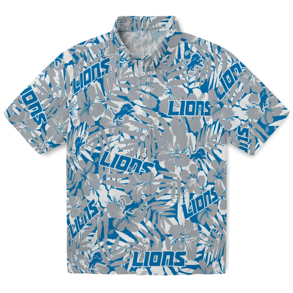 Detroit Lions Hawaiian Shirt - Hibiscus Overlay | Moonbestprint