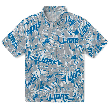 Detroit Lions Hawaiian Shirt - Hibiscus Overlay | Moonbestprint