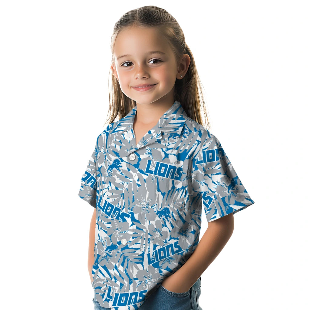 Detroit Lions Hawaiian Shirt - Hibiscus Overlay | Moonbestprint