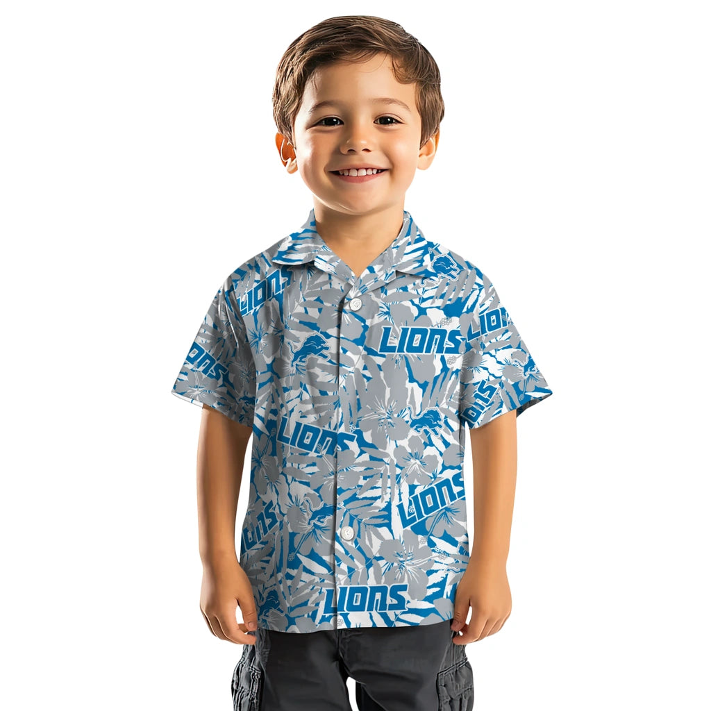Detroit Lions Hawaiian Shirt - Hibiscus Overlay | Moonbestprint