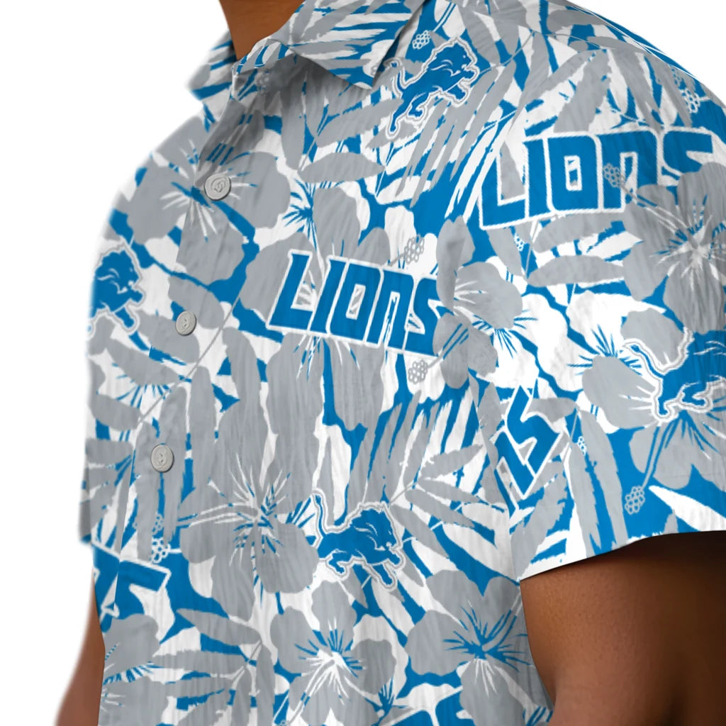 Detroit Lions Hawaiian Shirt - Hibiscus Overlay | Moonbestprint