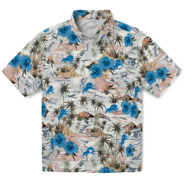 Detroit Lions Hawaiian Shirt - Hibiscus Seaside | Moonbestprint