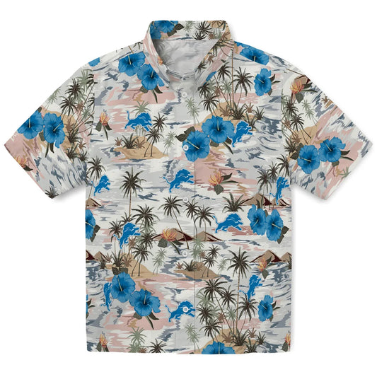 Detroit Lions Hawaiian Shirt - Hibiscus Seaside | Moonbestprint
