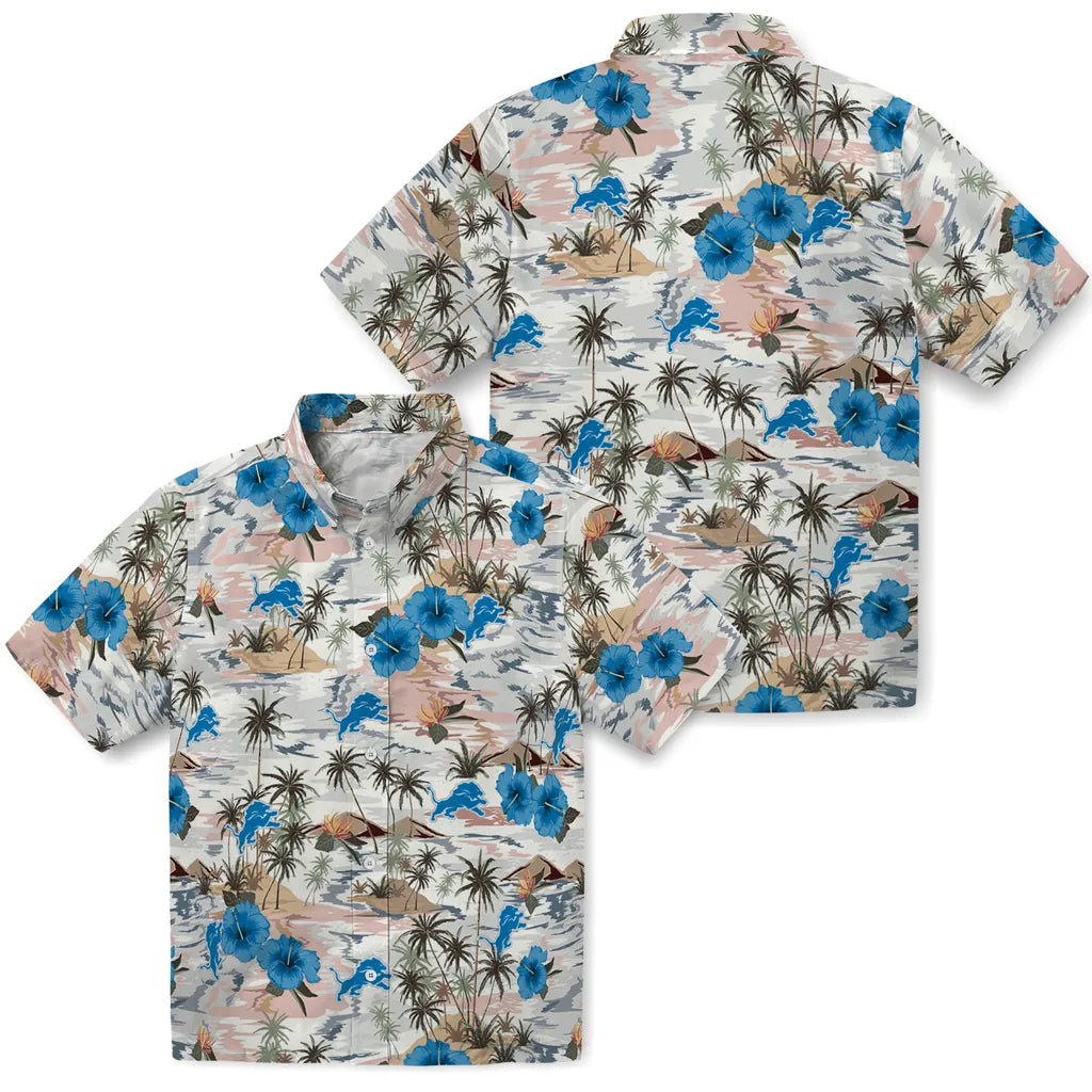 Detroit Lions Hawaiian Shirt - Hibiscus Seaside | Moonbestprint