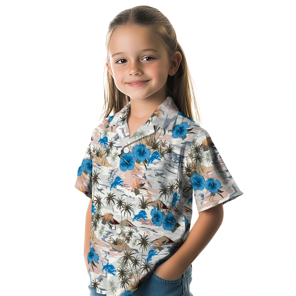 Detroit Lions Hawaiian Shirt - Hibiscus Seaside | Moonbestprint