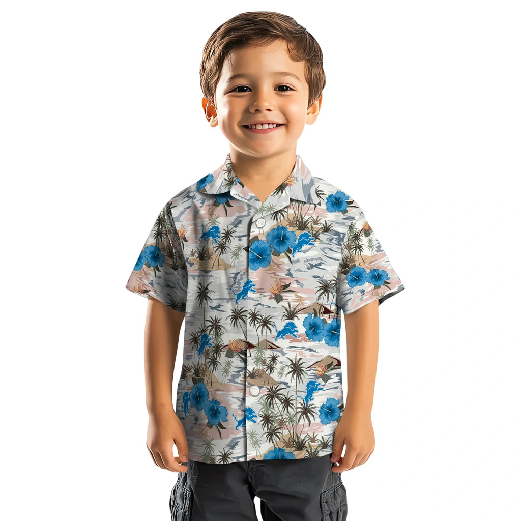 Detroit Lions Hawaiian Shirt - Hibiscus Seaside | Moonbestprint