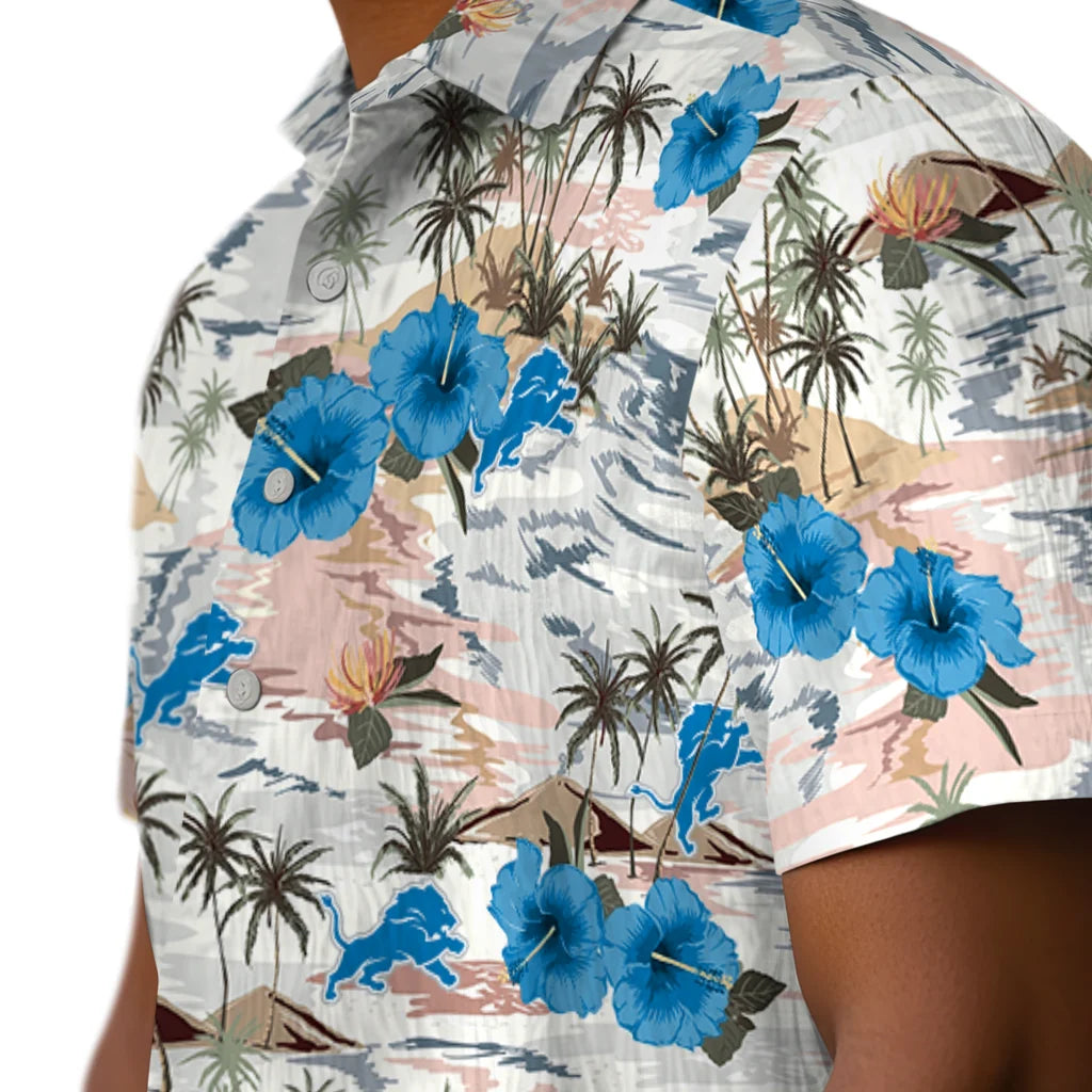 Detroit Lions Hawaiian Shirt - Hibiscus Seaside | Moonbestprint