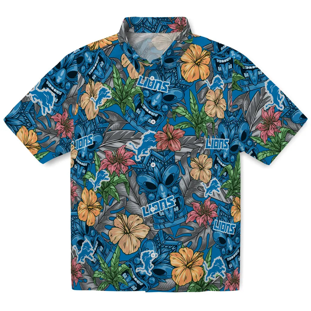 Detroit Lions Hawaiian Shirt - Hibiscus Tiki Jungle | Moonbestprint