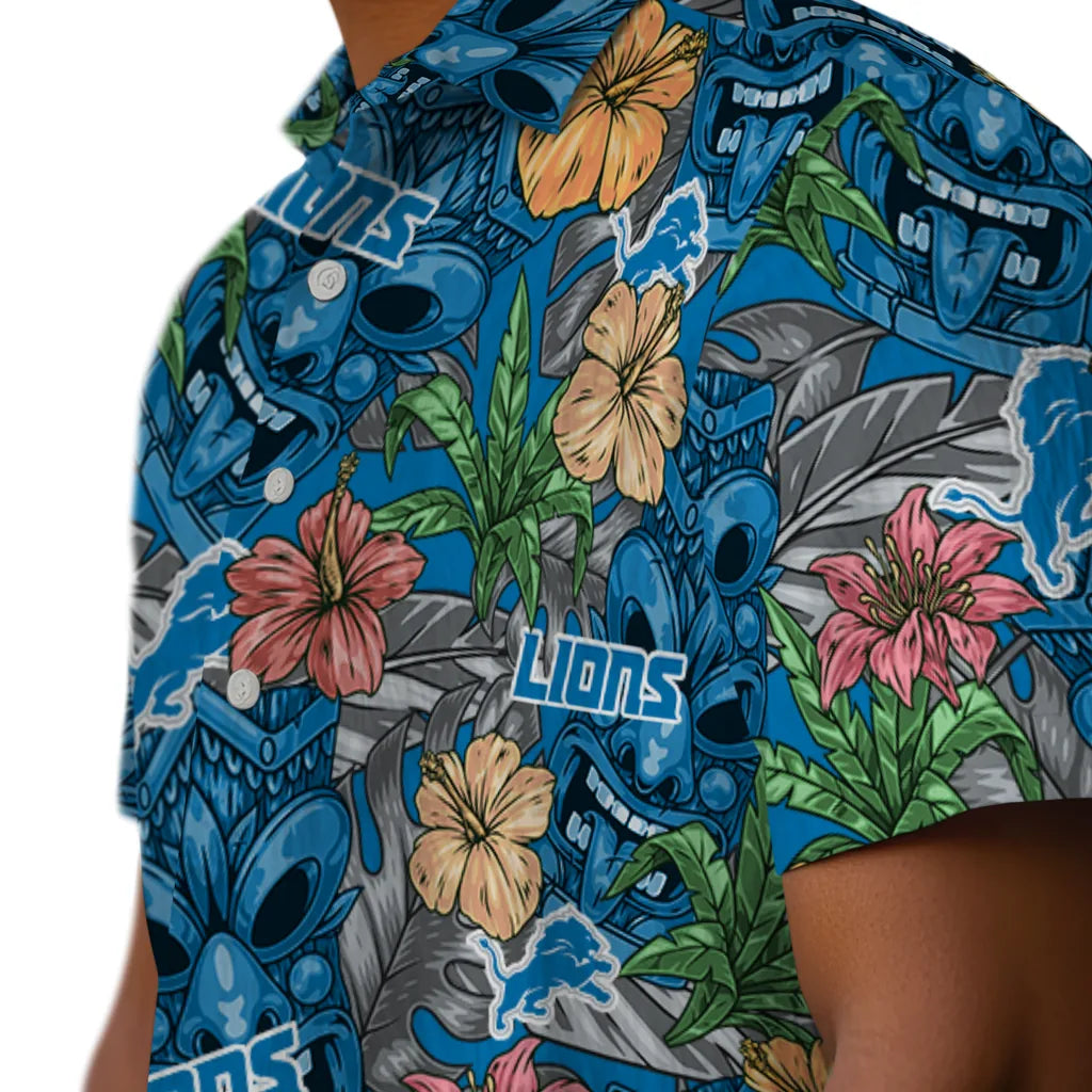 Detroit Lions Hawaiian Shirt - Hibiscus Tiki Jungle | Moonbestprint