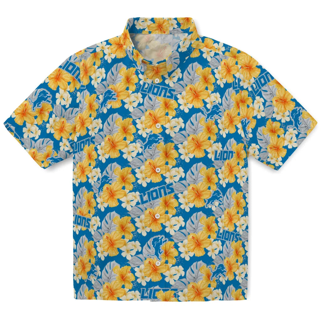 Detroit Lions Hawaiian Shirt - Hibiscus Tropics | Moonbestprint