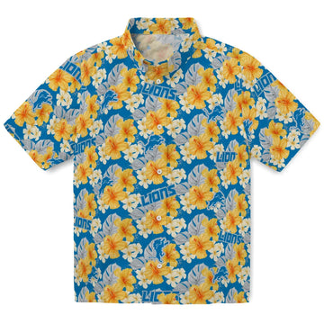 Detroit Lions Hawaiian Shirt - Hibiscus Tropics | Moonbestprint