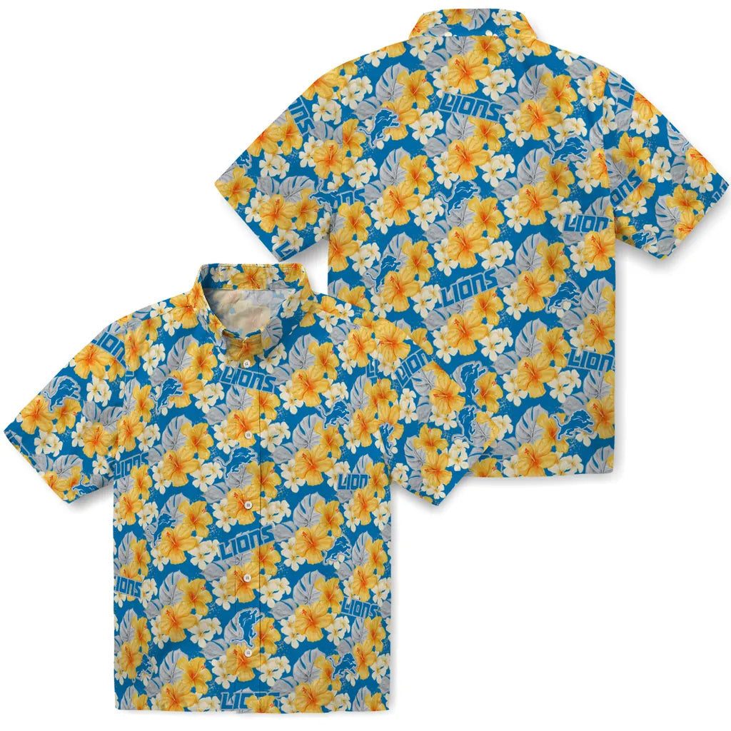 Detroit Lions Hawaiian Shirt - Hibiscus Tropics | Moonbestprint