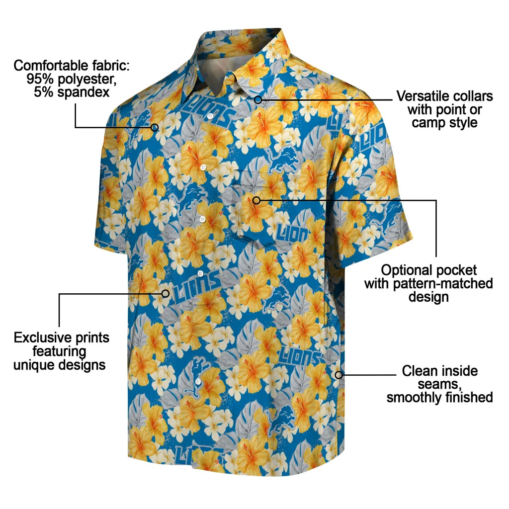 Detroit Lions Hawaiian Shirt - Hibiscus Tropics | Moonbestprint