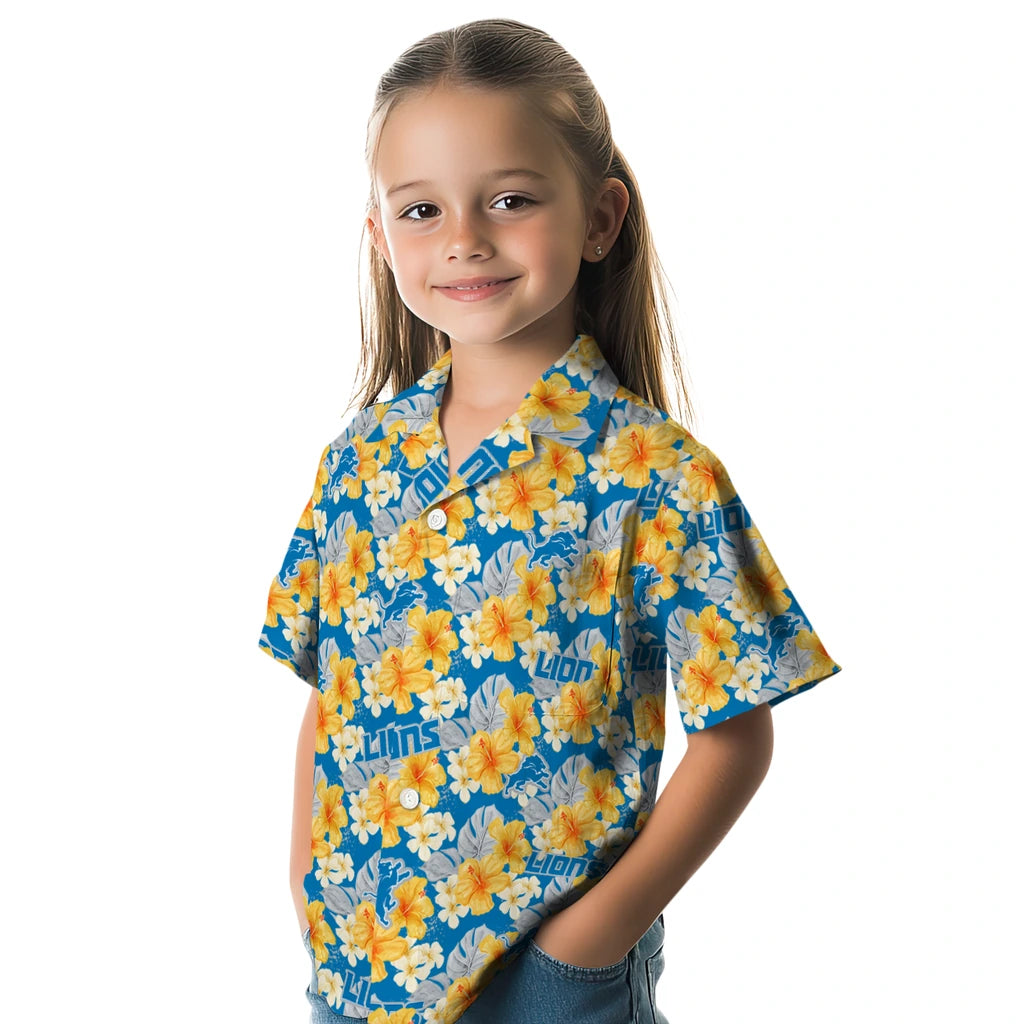 Detroit Lions Hawaiian Shirt - Hibiscus Tropics | Moonbestprint