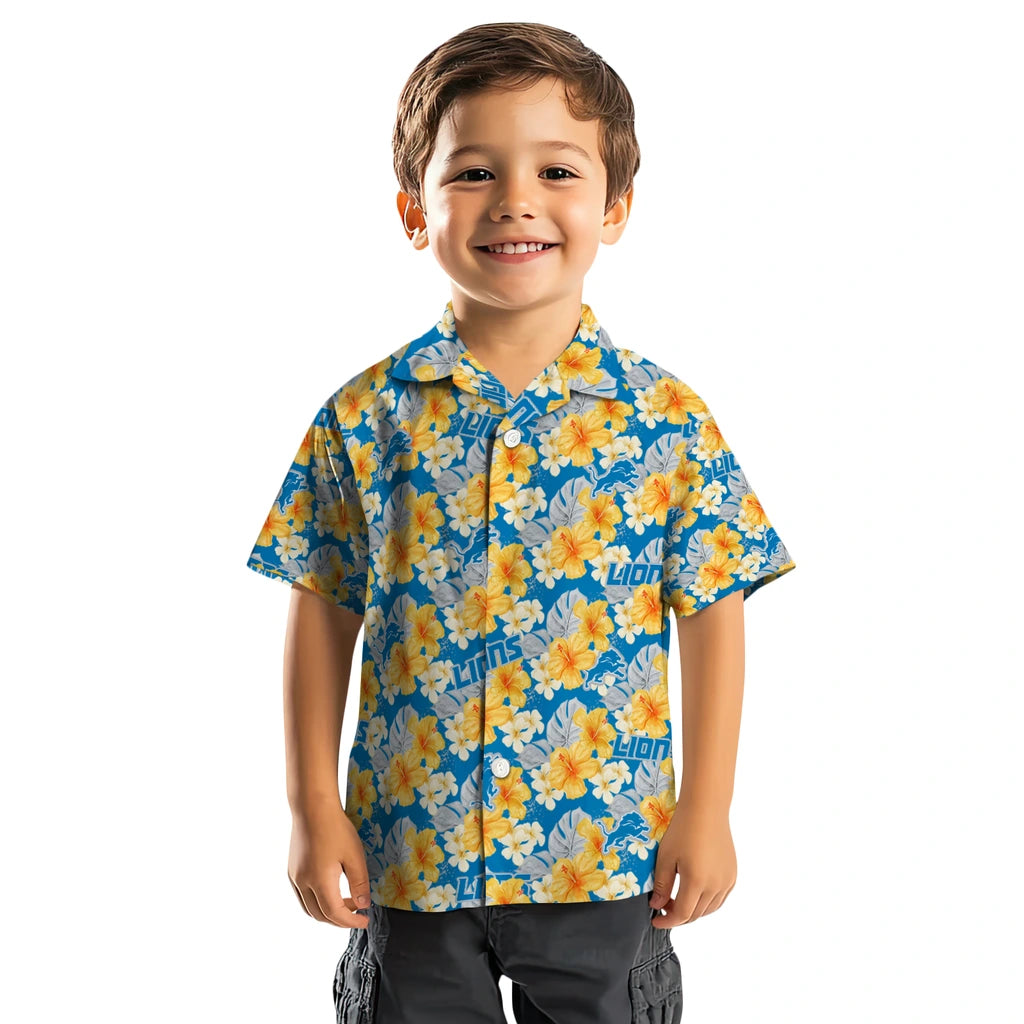 Detroit Lions Hawaiian Shirt - Hibiscus Tropics | Moonbestprint