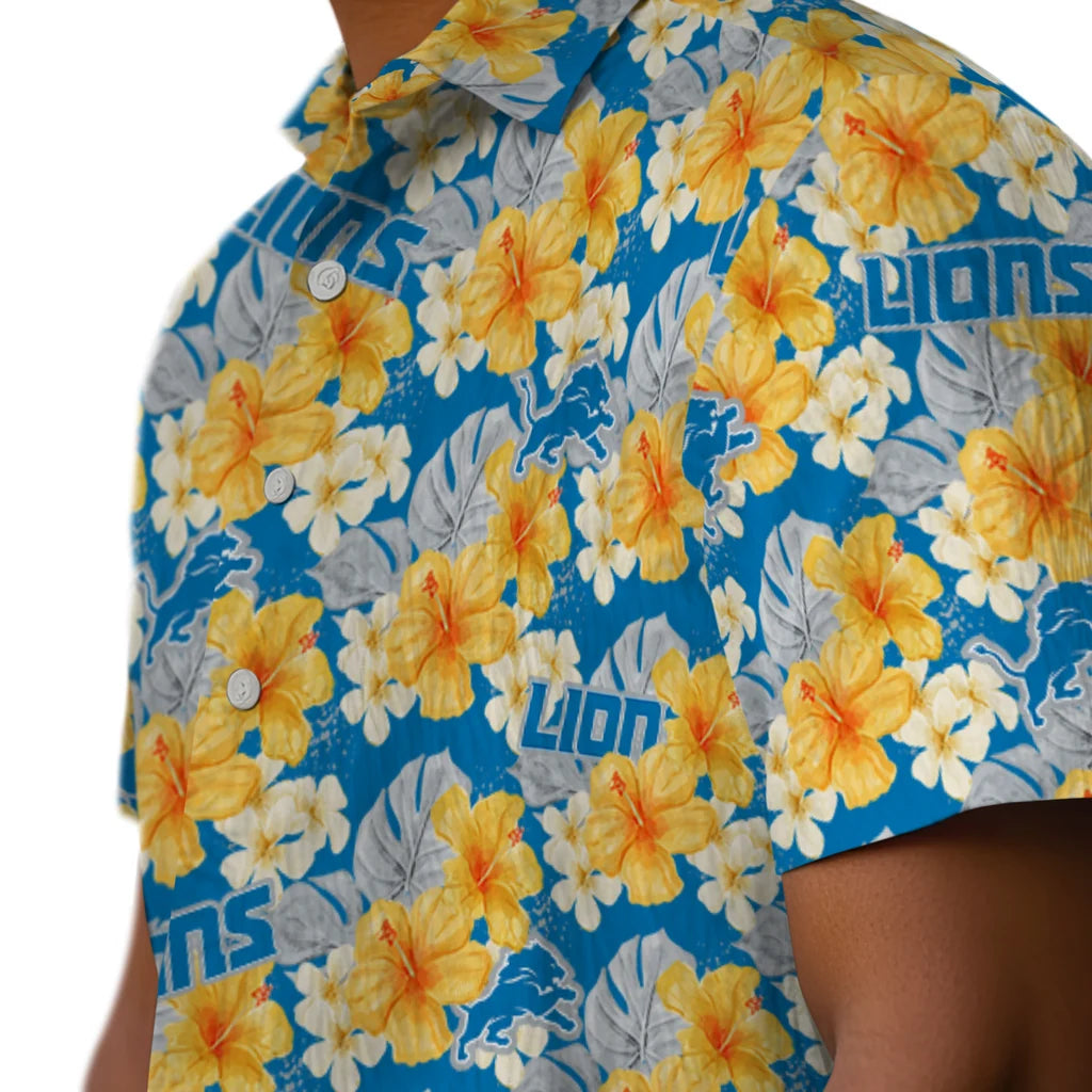 Detroit Lions Hawaiian Shirt - Hibiscus Tropics | Moonbestprint