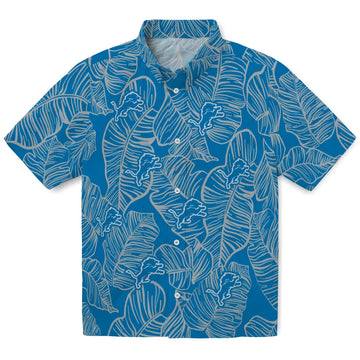 Detroit Lions Hawaiian Shirt - Leaf Outline | Moonbestprint