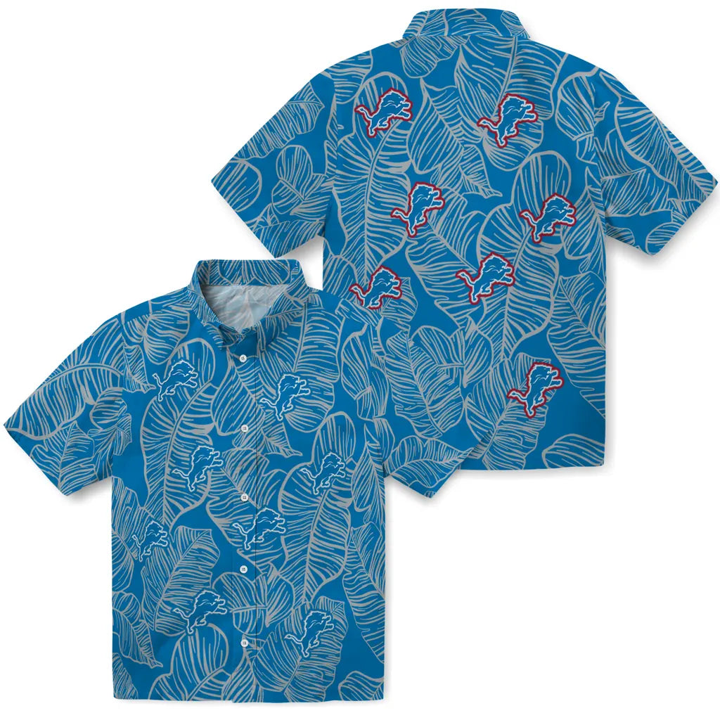 Detroit Lions Hawaiian Shirt - Leaf Outline | Moonbestprint