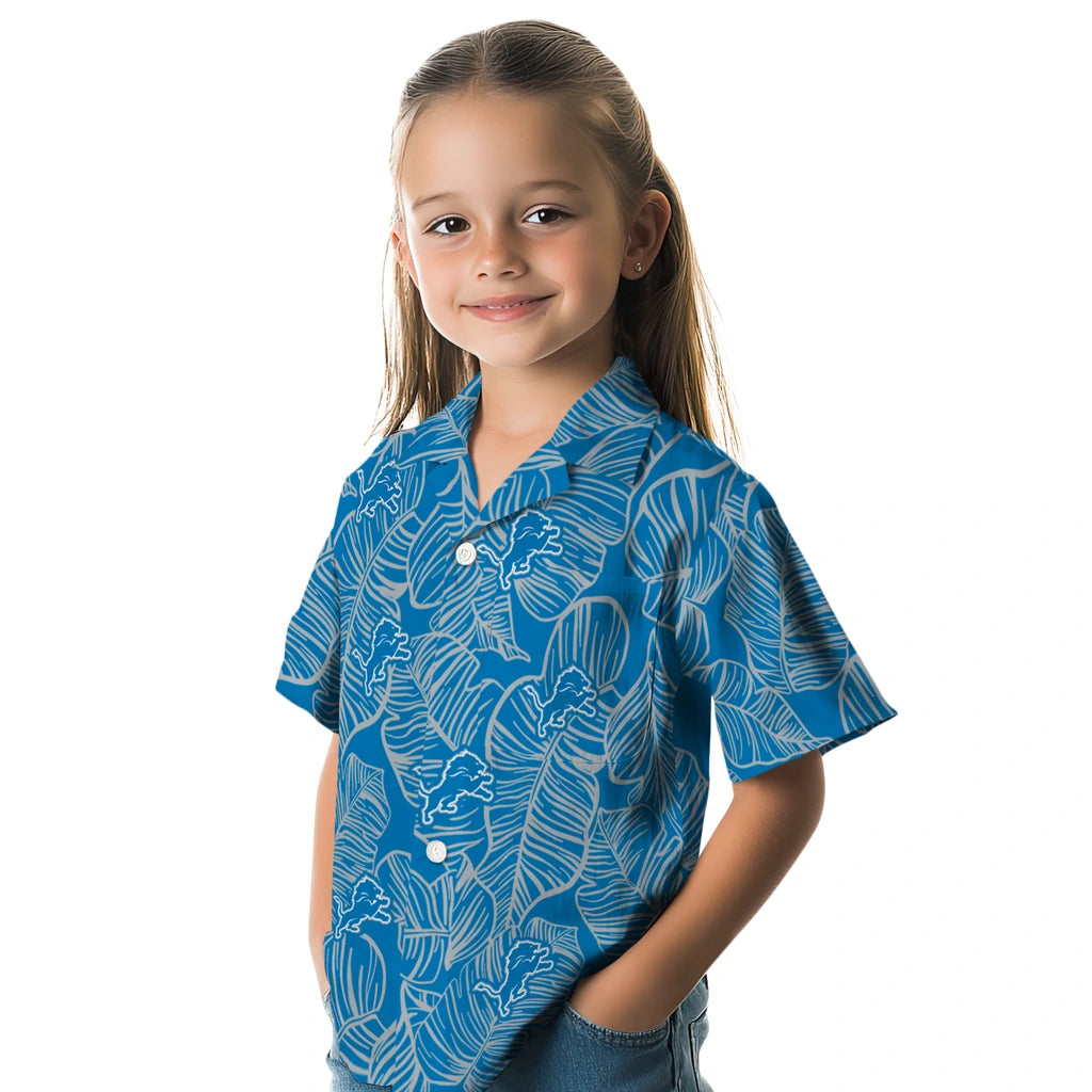 Detroit Lions Hawaiian Shirt - Leaf Outline | Moonbestprint