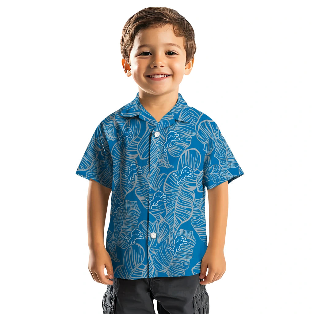 Detroit Lions Hawaiian Shirt - Leaf Outline | Moonbestprint