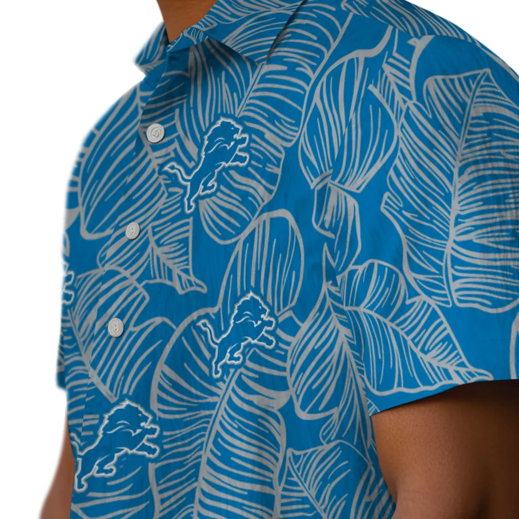 Detroit Lions Hawaiian Shirt - Leaf Outline | Moonbestprint
