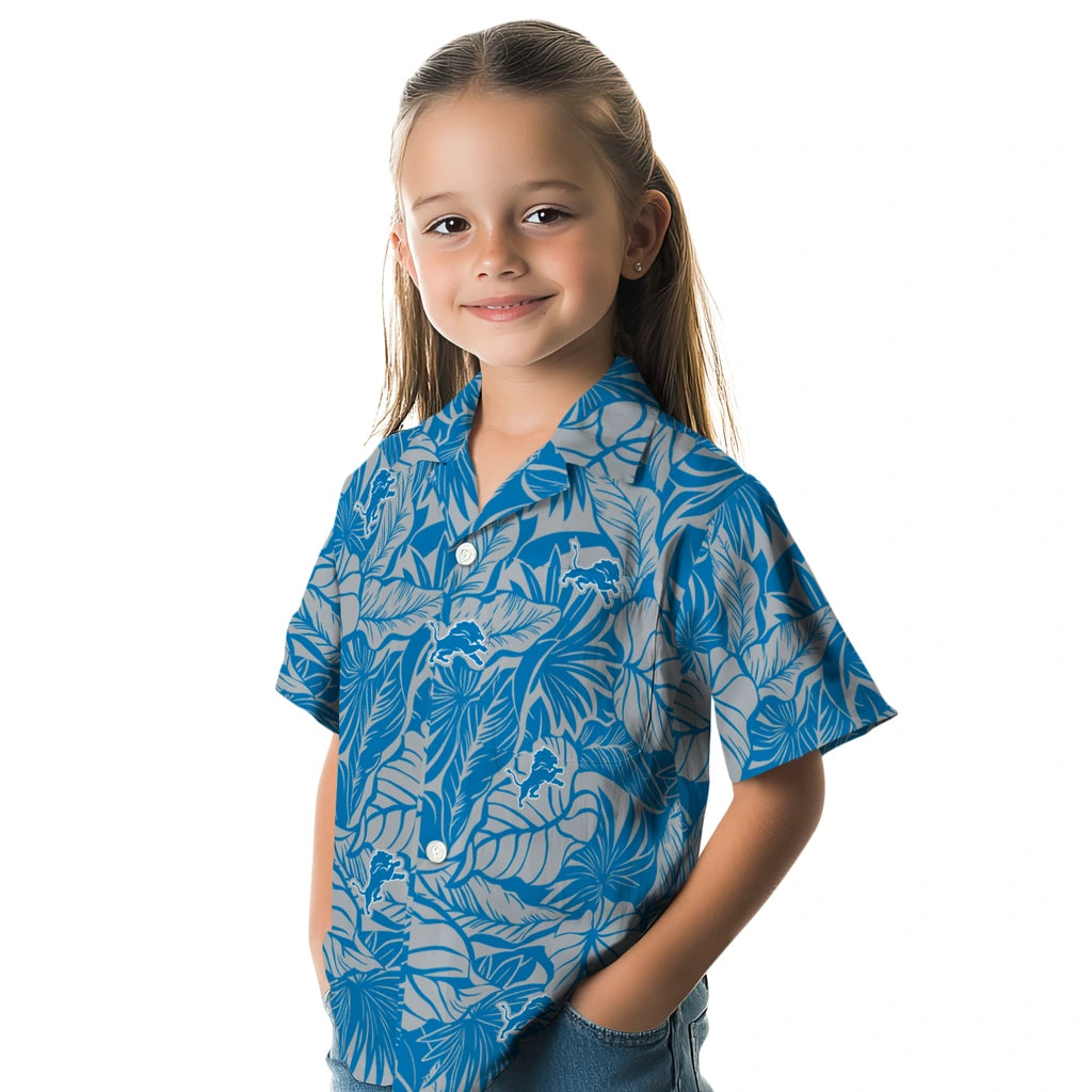 Detroit Lions Hawaiian Shirt - Monstera Layer | Moonbestprint