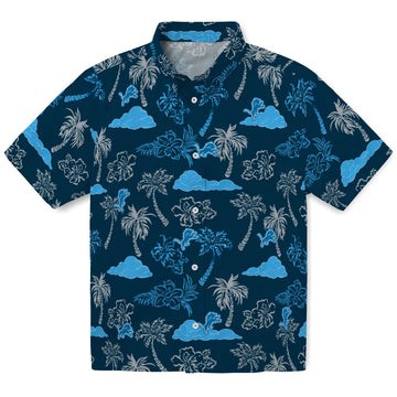 Detroit Lions Hawaiian Shirt - Palm And Clouds | Moonbestprint