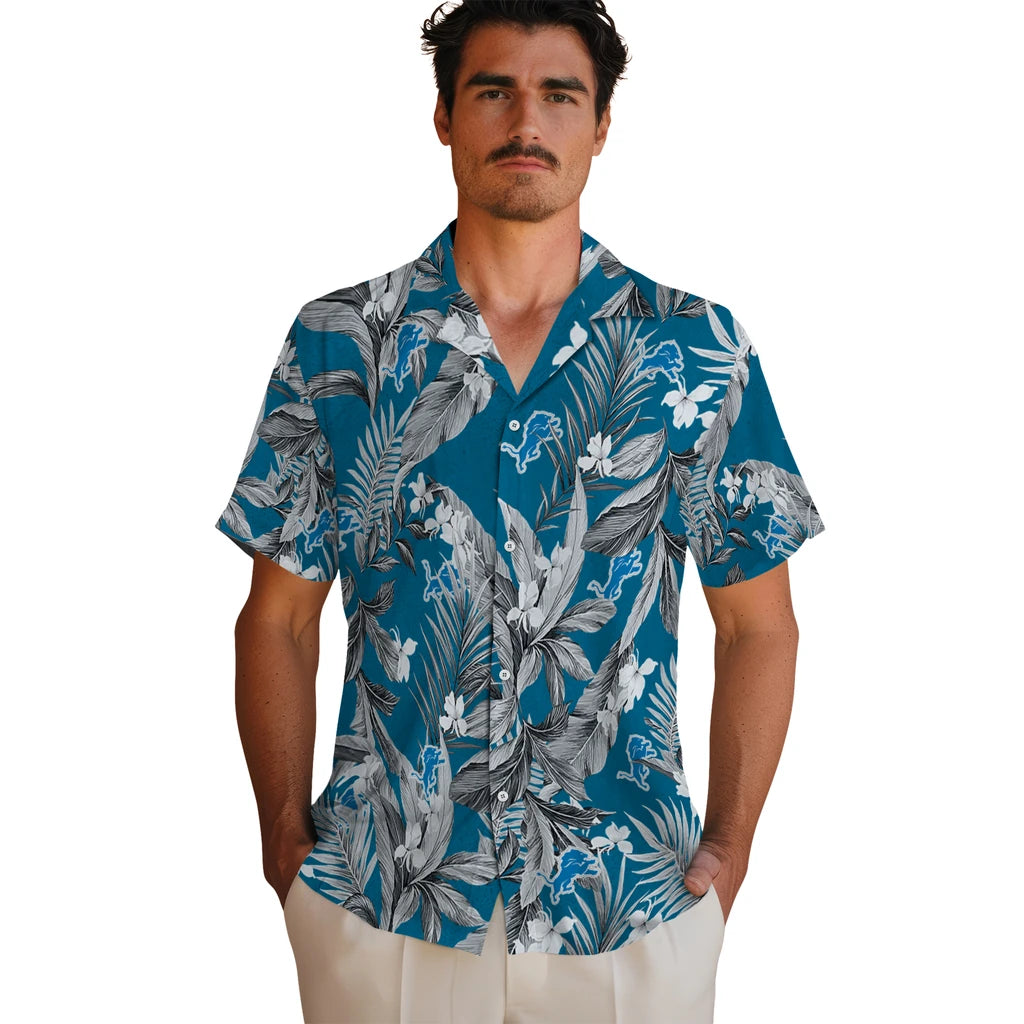 Detroit Lions Hawaiian Shirt - Palm Leaves | Moonbestprint