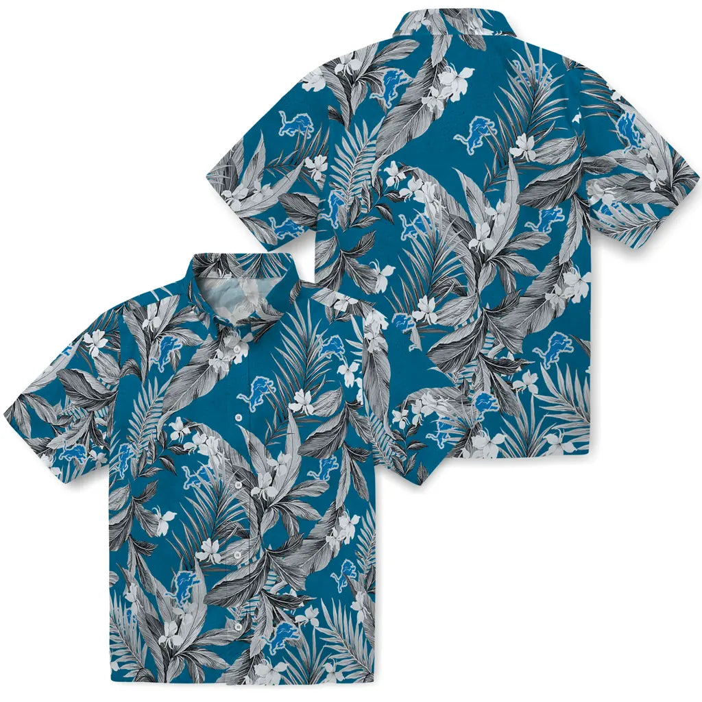 Detroit Lions Hawaiian Shirt - Palm Leaves | Moonbestprint