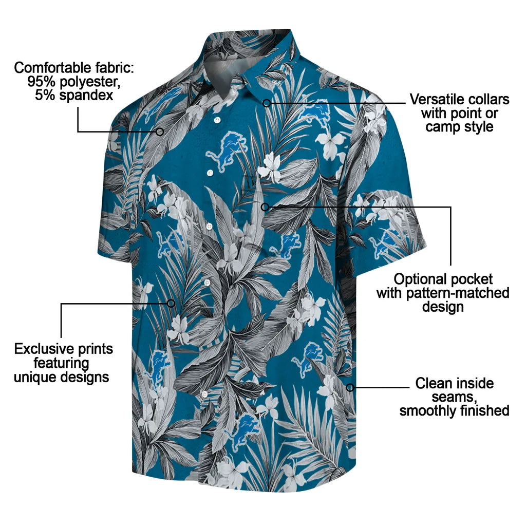Detroit Lions Hawaiian Shirt - Palm Leaves | Moonbestprint