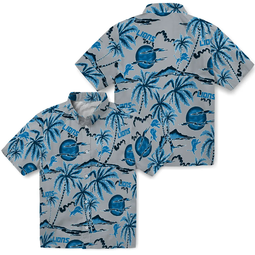 Detroit Lions Hawaiian Shirt - Palm Sunset | Moonbestprint