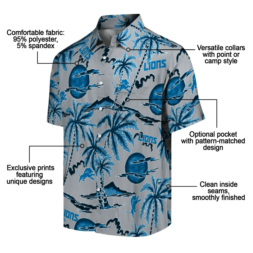 Detroit Lions Hawaiian Shirt - Palm Sunset | Moonbestprint