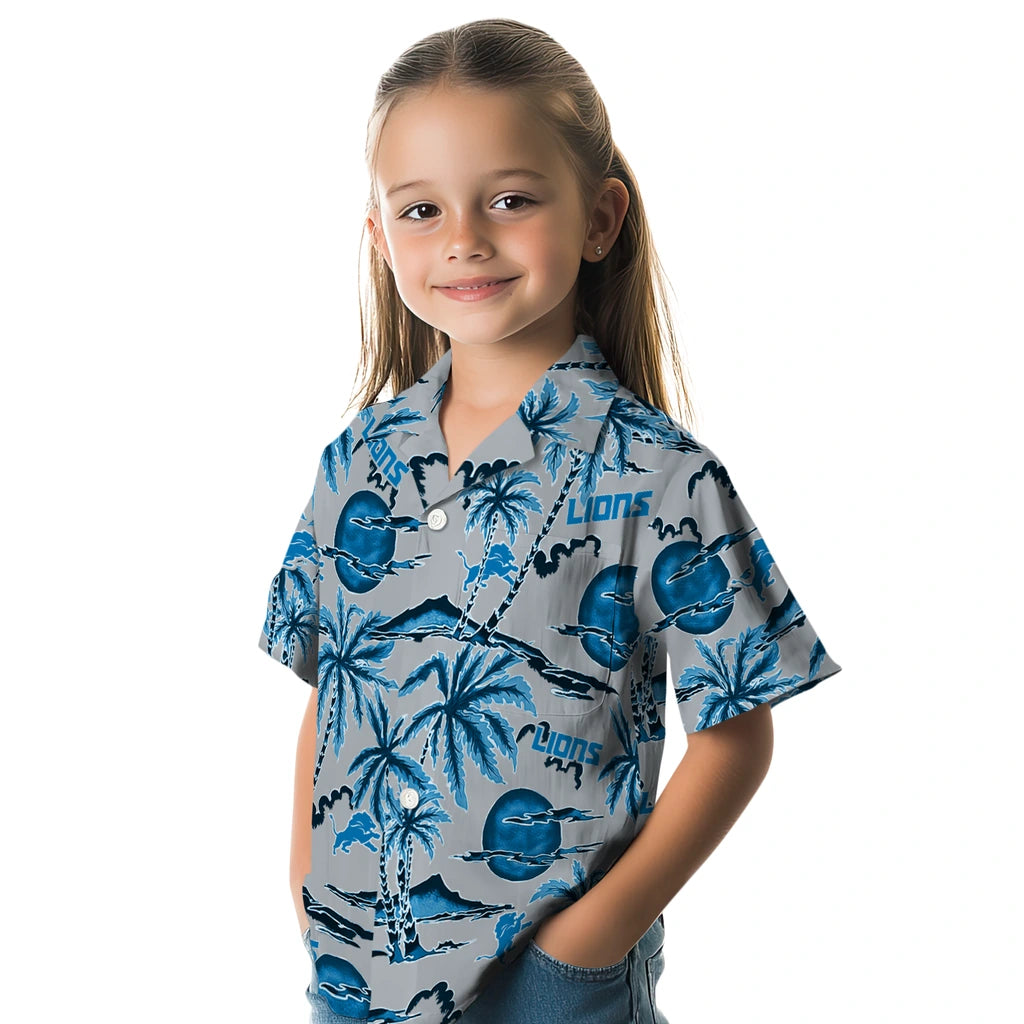 Detroit Lions Hawaiian Shirt - Palm Sunset | Moonbestprint