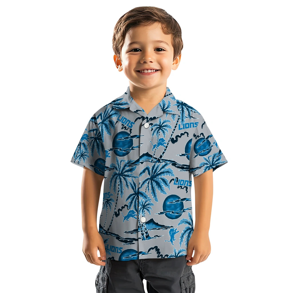 Detroit Lions Hawaiian Shirt - Palm Sunset | Moonbestprint