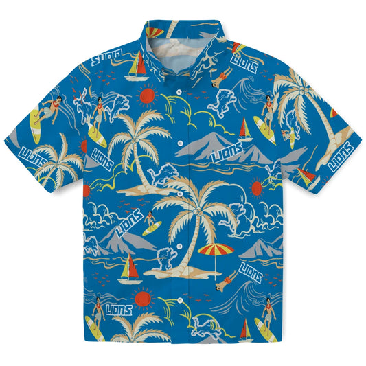 Detroit Lions Hawaiian Shirt - Palm Tree Island | Moonbestprint