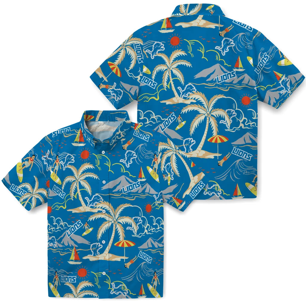 Detroit Lions Hawaiian Shirt - Palm Tree Island | Moonbestprint