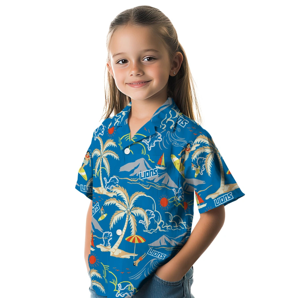Detroit Lions Hawaiian Shirt - Palm Tree Island | Moonbestprint