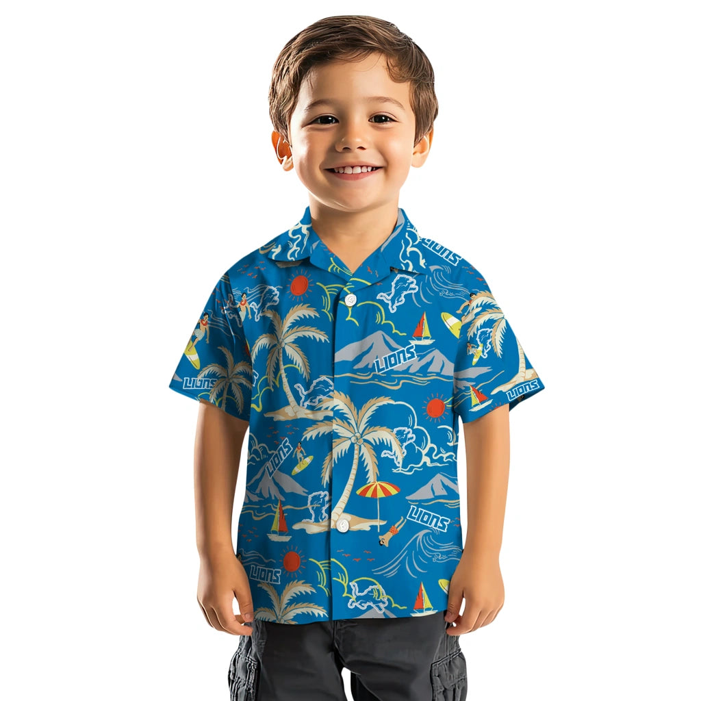 Detroit Lions Hawaiian Shirt - Palm Tree Island | Moonbestprint