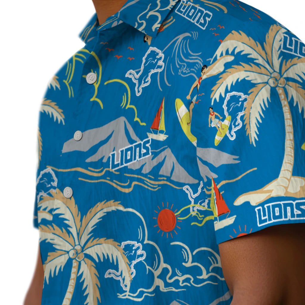 Detroit Lions Hawaiian Shirt - Palm Tree Island | Moonbestprint