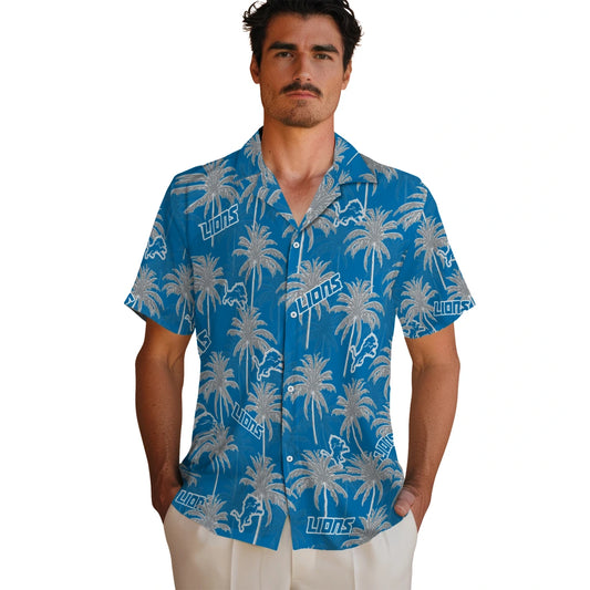 Detroit Lions Hawaiian Shirt - Palm Tree Motif | Moonbestprint