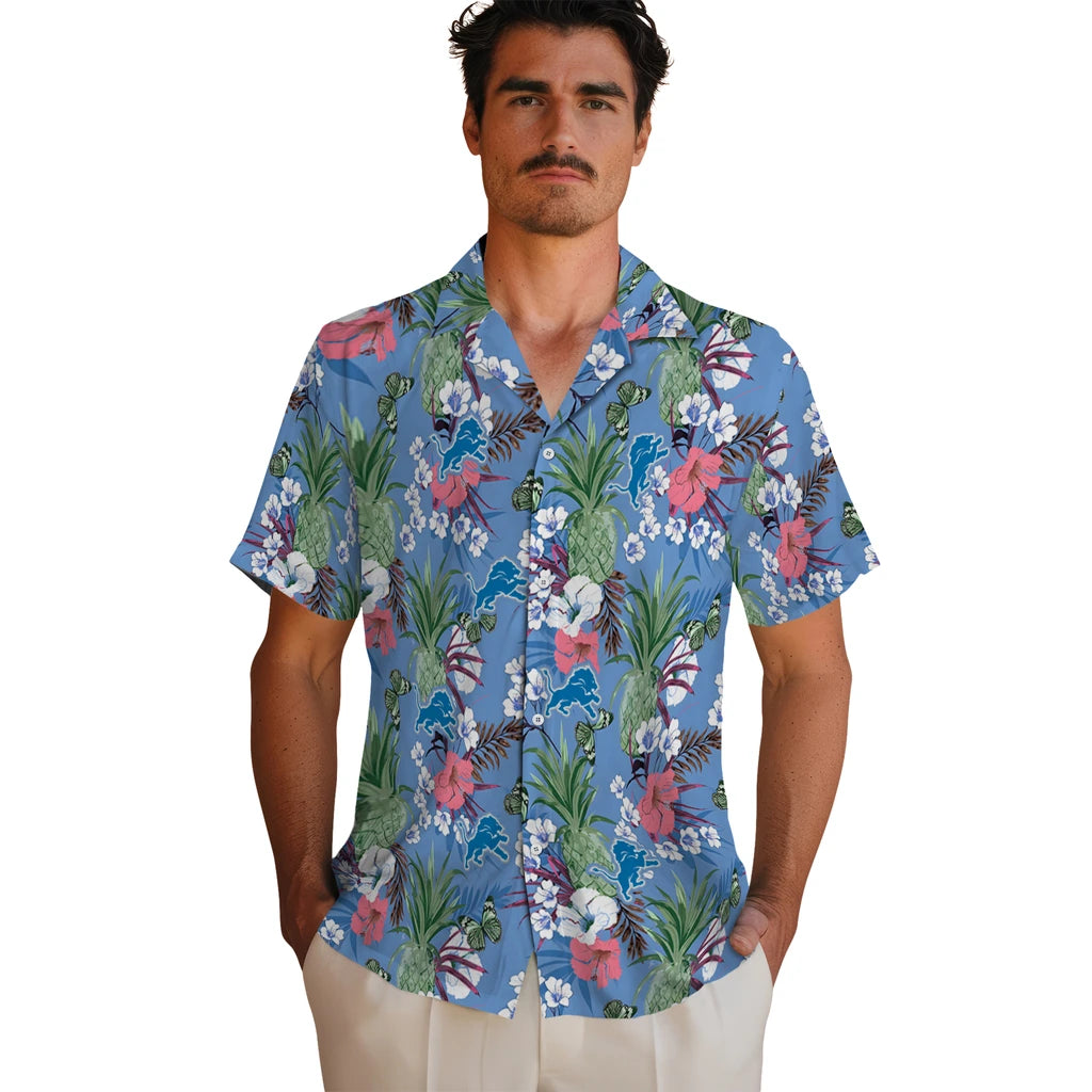 Detroit Lions Hawaiian Shirt - Pineapple Bouquet | Moonbestprint
