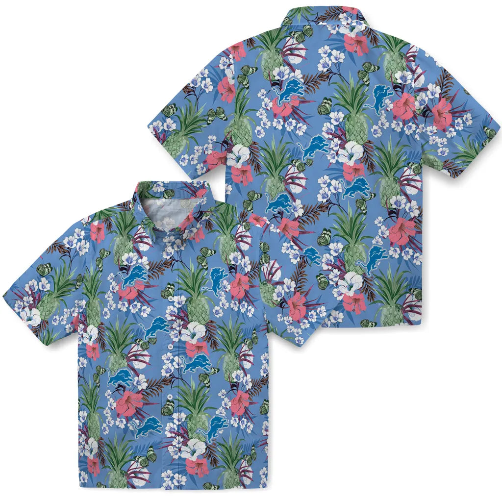 Detroit Lions Hawaiian Shirt - Pineapple Bouquet | Moonbestprint