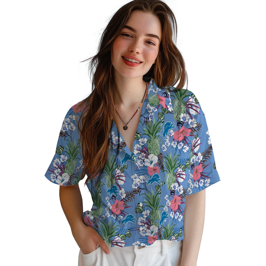 Detroit Lions Hawaiian Shirt - Pineapple Bouquet | Moonbestprint