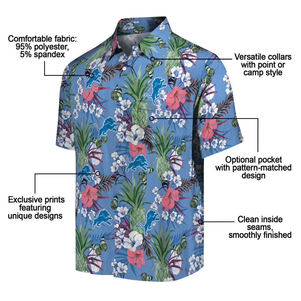 Detroit Lions Hawaiian Shirt - Pineapple Bouquet | Moonbestprint