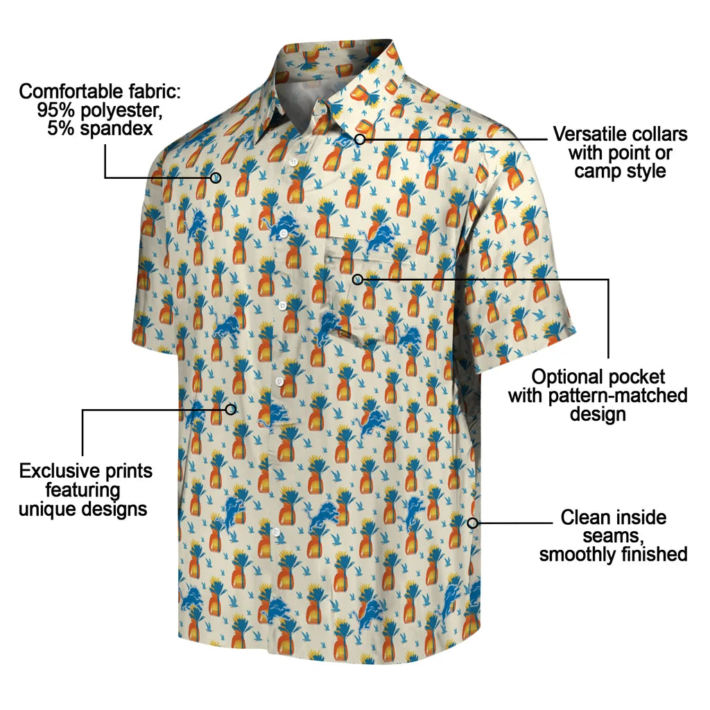 Detroit Lions Hawaiian Shirt - Pineapple Delight | Moonbestprint