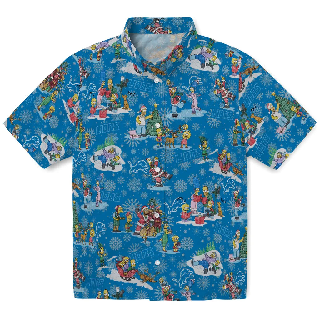 Detroit Lions Hawaiian Shirt - Simpsons Christmas | Moonbestprint