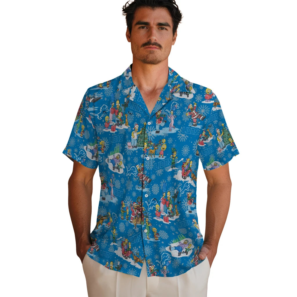 Detroit Lions Hawaiian Shirt - Simpsons Christmas | Moonbestprint