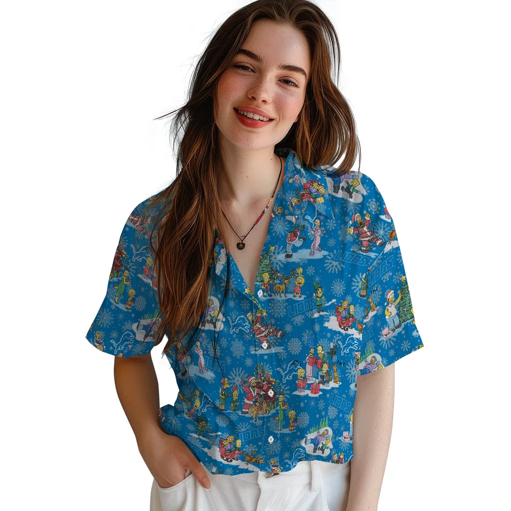 Detroit Lions Hawaiian Shirt - Simpsons Christmas | Moonbestprint
